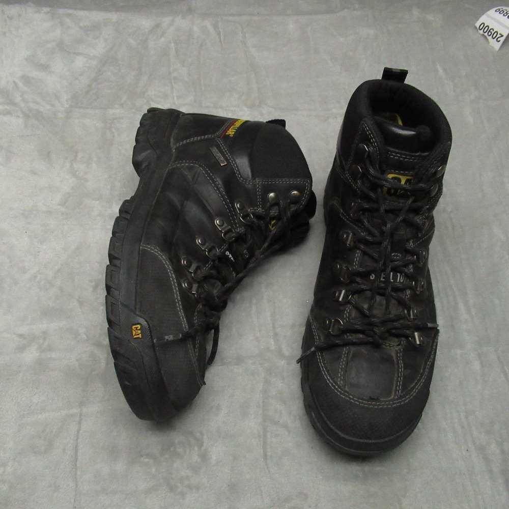 Caterpillar Men 10.5M‎ Wide Work Boots Black Steel Toe Leather Rugged Waterproof